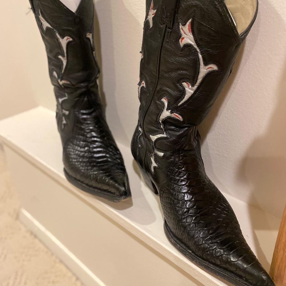 Black Leather Western Boots